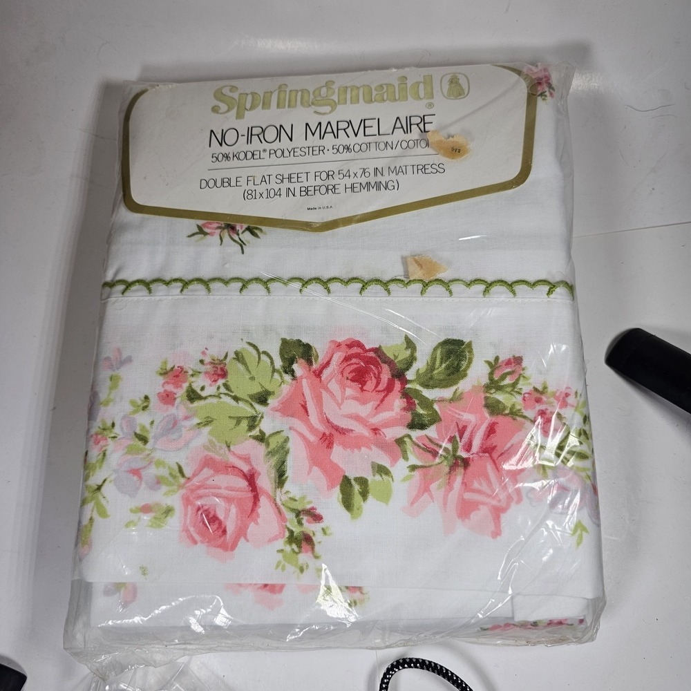 Vtg Springmaid Queen Flat Sheet 180 Thread Count Floral
